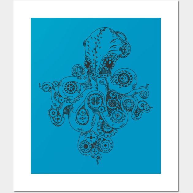 Retro Futurism Steampunk Adventure Octopus 1 Wall Art by EDDArt